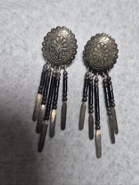 Vintage QT 925 Concho Fringe Earrings